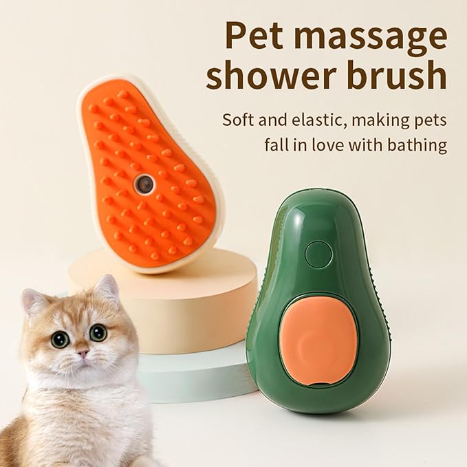 Cat Steam Brush,Self Cleaning Steam Brush for Cats Dogs, 3 In1 Steamy Brush for Pets Steamer Brush, Pet Brush for Removing Tangled and Loosse Hair (Beige)