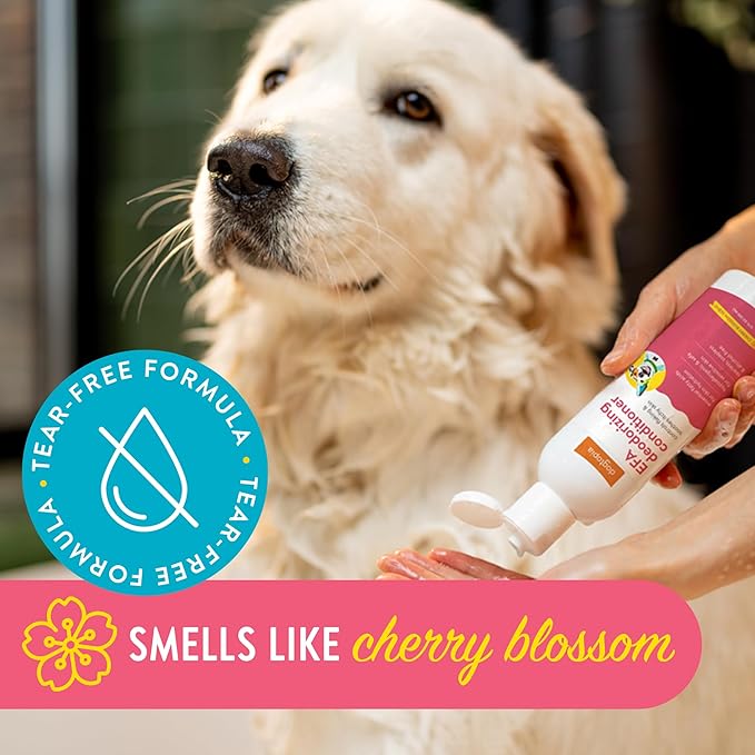Essential Fatty Acid (EFA) Deodorizing Conditioner for Dogs and Pets (12oz) – Cherry Blossom Scent | Soothing Conditioner Rich With Moisturizing Emollients | Tearless, Soapless & Alcohol-Free