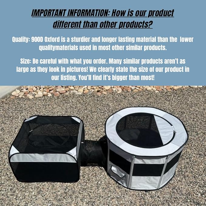 Animal Enclosure Playpen with Tunnel and Double Detachable Rooms - Extra Large and Extremely Sturdy