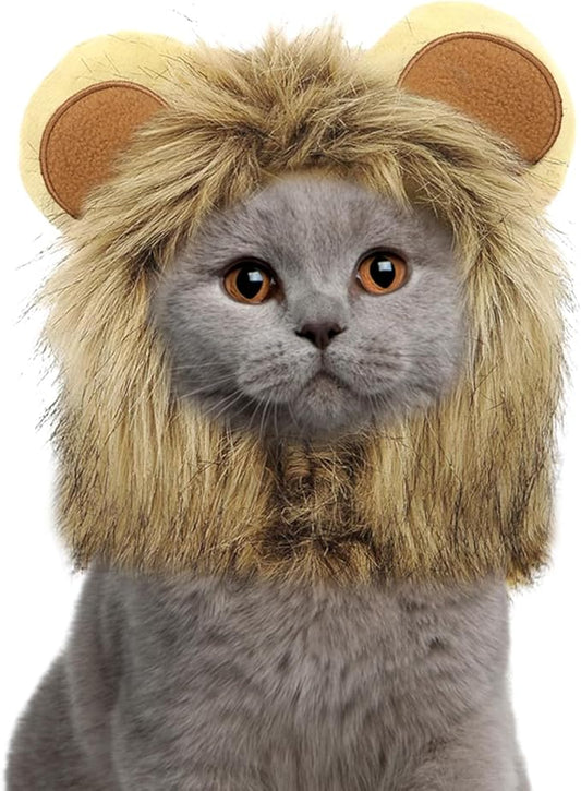 NAMSAN Lion Mane for Cat Small Dog Halloween Costume Cat Lion Mane Wig Lion King Hat Cosplay Kitten Outfit for Halloween Easter Holiday Party Activity
