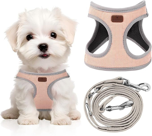 Dog Harness with Multifunction Dog Leash,No Pull Reflective Step-in Harness for Soft Adjustable No Choke Escape Proof,Easy Walk Dog Harness for Puppy,Small Dogs (Pink, XXS)