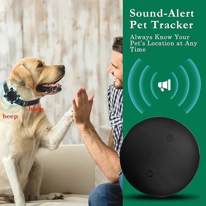 Smart Dog Tracker, Pet Location Tracker with Collar Holder for Dogs, Item Finder MFi Certified, Bluetooth Pet Tracker, No Monthly Fee, Works with iOS Find My (Black and White)