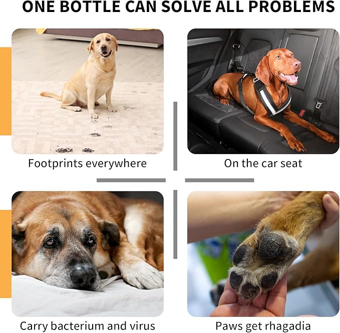 Paw Cleaner for Dogs and Cats,Magic Foam - Clean Paws Rinse Free Foaming Cleanser-Dry Shampoo, Foot Cleaner Brush - with Rose Extract, Odor Control Wash - Good for Puppy