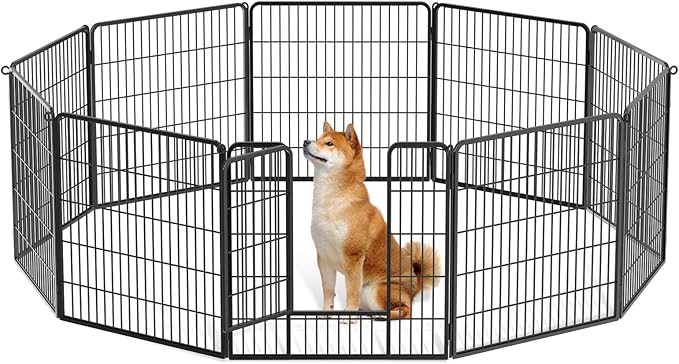 MoNiBloom Dog Playpen Outdoor, 32" Height 10 Panels Heavy Duty Metal Dogs Pen for Medium/Small Animals Pet Exercise Pen for RV Camping Yard