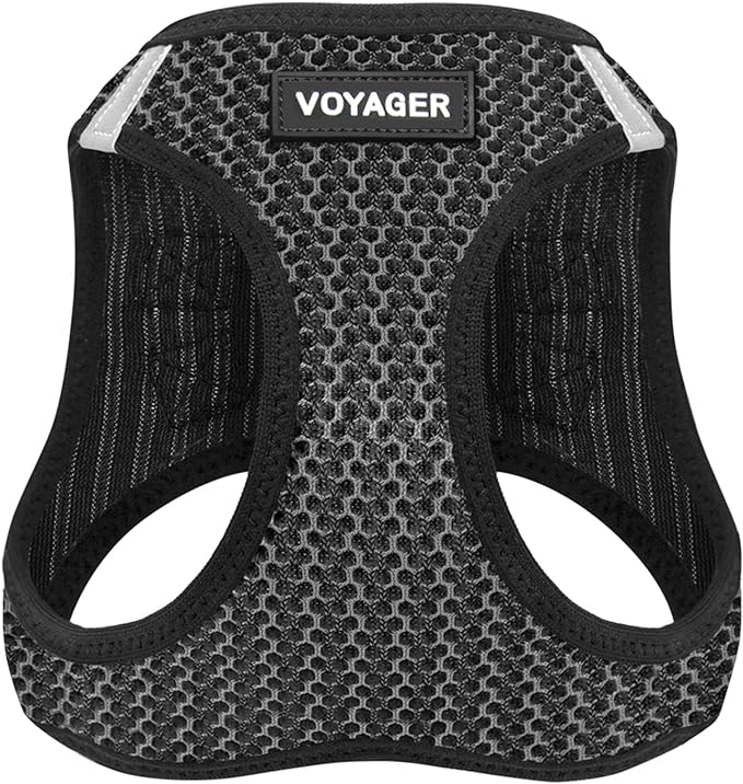 Voyager Step-in Air Dog Harness - All Weather Mesh, Reflective, No Pull Harness for Small, Medium Dogs, Cats - Secure with Hook & Loop Fastener, Buckle, Double D-Rings - Gray 2-Tone, L