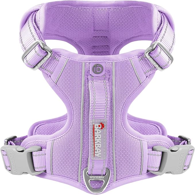 BARKBAY Dog Harness No Pull with ID Tag Pocket - Heavy Duty, Reflective, Easy Control for Large Dogs (Violet Purple,S)