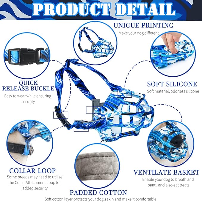 BARKLESS Dog Muzzle, Silicone Basket Muzzle for Small Medium Large Dogs, Soft Cage Muzzle Prevent Biting Chewing, Allow Drinking Panting, Suitable for German Shepherd