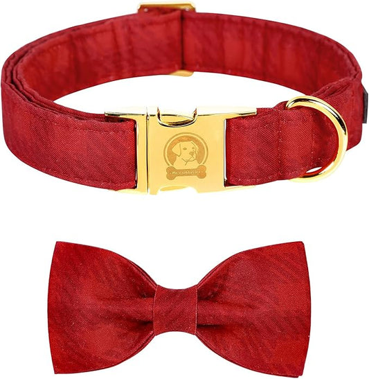 MR. CHUBBYFACE Dog Collar with Bow, Adjustable Girl Boy Dog Collar Bow Tie, Cute Dog Collar for Small Medium Large Dogs