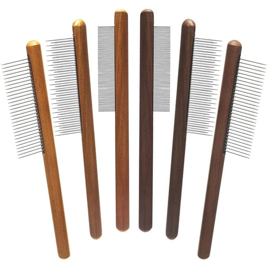 6 Pack Cat Comb, Solid Wood Pet Comb with Rounded and Smooth Ends Stainless Steel Teeth for Cat Dog, Rabbit Hair Comb, Flea Lice Comb for Removes Tangles and Knots