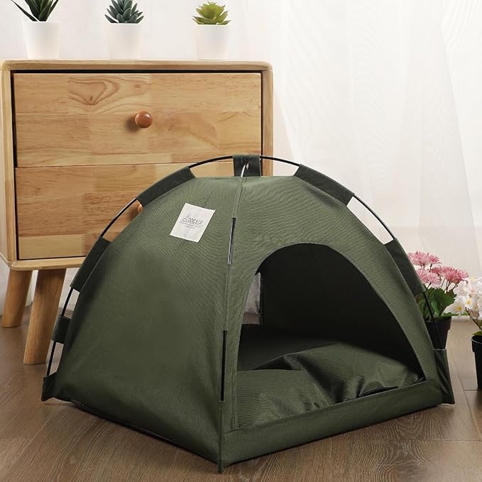 Cute Cat Teepee Cave, Cat Tent Foldable Indoor Outdoor with Thick Mat,Puppy Bed Tent,Bunny Pet Tent Teepee,Portable Dog House Teepee Tent, Cat Bed,Dog Bed Tent,Puppy Bunny,Pet Tent Teepee (I, S)