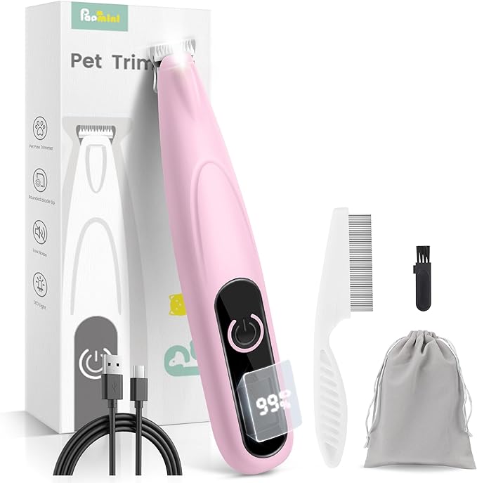 Dog Clippers for Grooming with LED Display,35dB Ultra-Low Noise Dog Grooming Clippers,Cordless Dog Paw Trimmer with LED Light,Type-C Rechargeable Dog Hair Clippers for Paws, Ears, Face, Rump