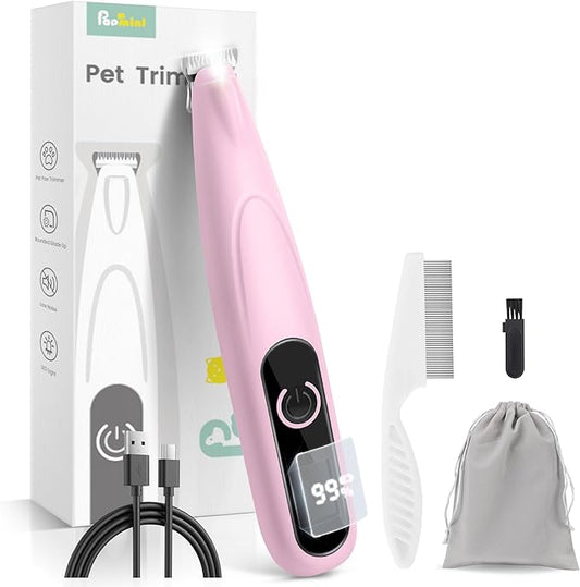 Dog Clippers for Grooming with LED Display,35dB Ultra-Low Noise Dog Grooming Clippers,Cordless Dog Paw Trimmer with LED Light,Type-C Rechargeable Dog Hair Clippers for Paws, Ears, Face, Rump