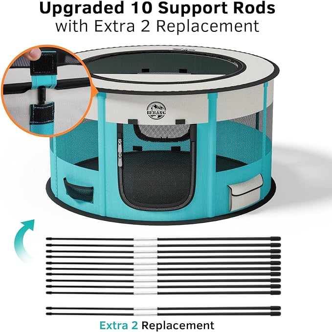 Playpen for Dogs, 44"*44"*24" Large Foldable Pet Play Pens Indoor Outdoor Exercise Pen with Carrying Case Food Bowl for Cat Puppy Rabbit