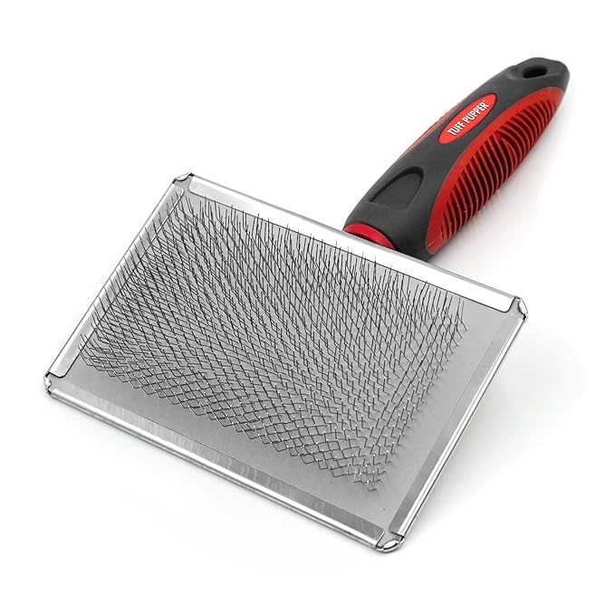 Tuff Pupper Slicker Brush | Large Comb Head for Medium & Large Dogs | Removes Shedding Fur, Tangles & Mats | Grooming Tool