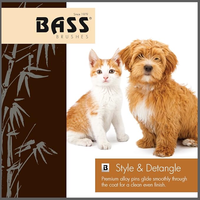 Bass Brushes Large/X-Long All Wire Brass Pin Cushion Pet Brush with Acrylic Handle