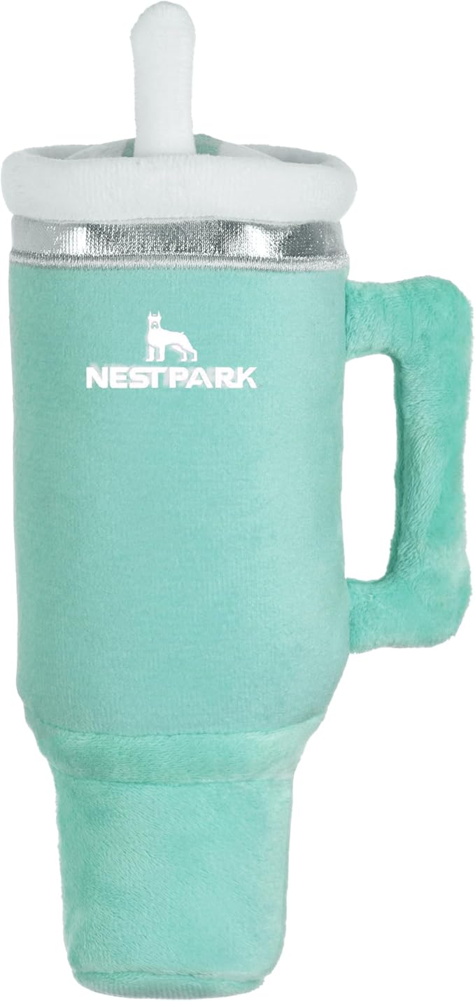 Nestpark Tumbler Cup Funny Dog Toy - Parody Plush Squeaky Crinkle Dog Toy (Mint Green)