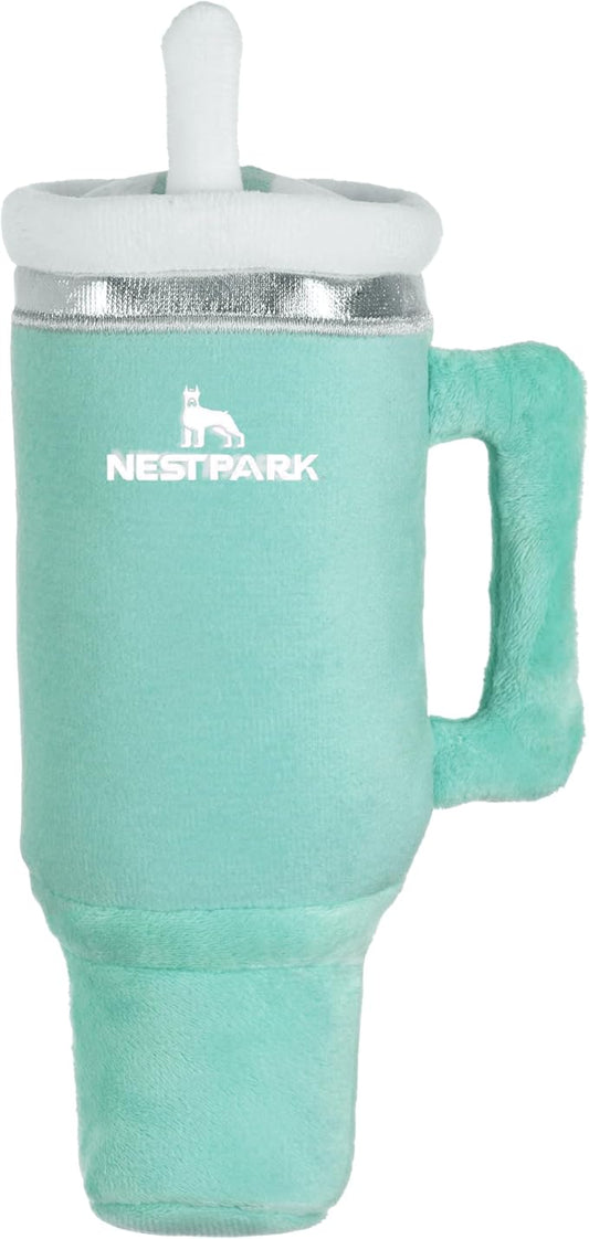 Nestpark Tumbler Cup Funny Dog Toy - Parody Plush Squeaky Crinkle Dog Toy (Mint Green)