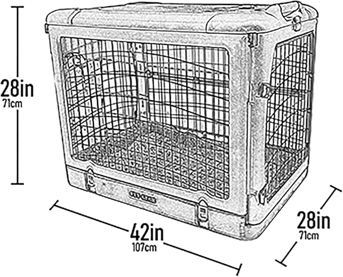 Pet Gear “The Other Door” 4 Door Steel Crate for Dogs/Cats with Garage-Style Door, Includes Plush Bed + Travel Bag, No Tools Required, Willow