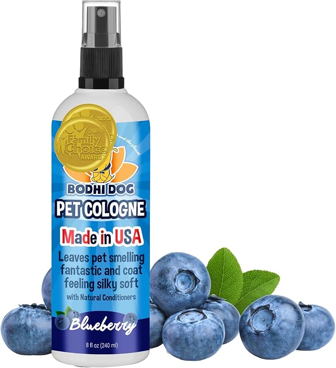 Bodhi Dog Natural Dog Cologne (Blueberry)- Premium Scented Deodorizing Pet Perfume with Conditioner for Dogs & Cats - Keeps Pets Fresh & Clean - Gentle and Safe Formula, Made in US (8 Fl Oz)