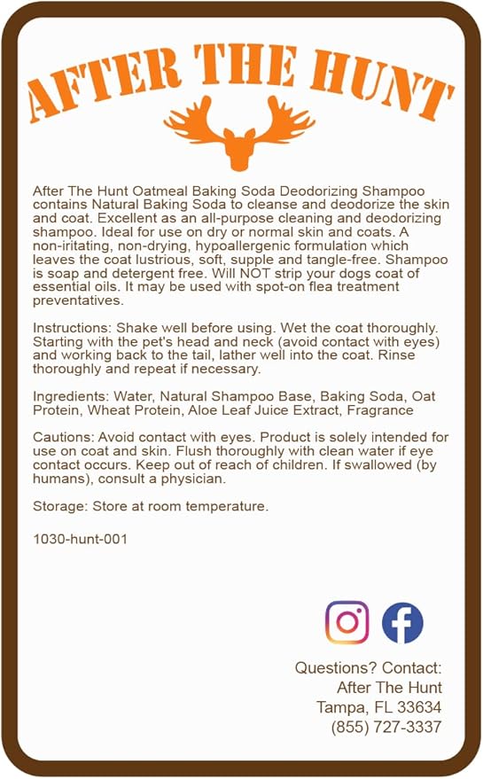 After The Hunt Complete Hunting Dog Shampoo System - 3 Pack - Unscented - Chamomile & Oatmeal - Deodorizing - 8 oz Each