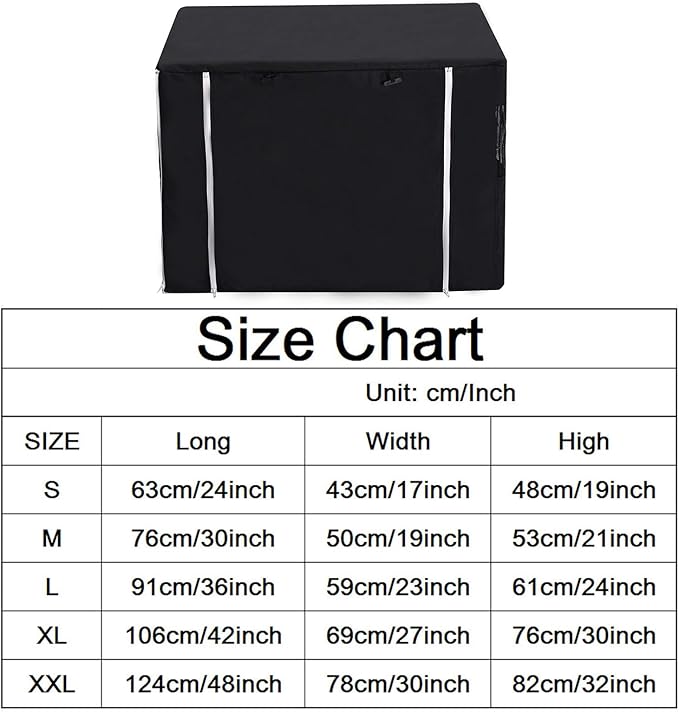 Dog Crate Cover for Wire Crates Kennel 2 Doors Heavy Duty Waterproof Windproof Soundproof Pet Cage Cover Home Decoration - Cover only - Black - Fits 24 Inch Crates