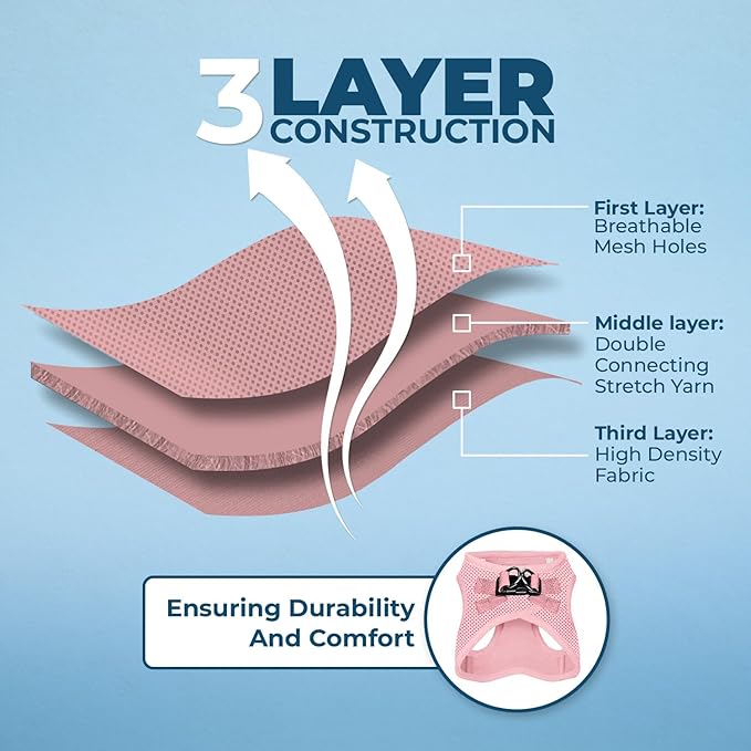 Voyager Step-in Air Dog Harness - All Weather Mesh, Reflective, No Pull Harness for Small, Medium Dogs, Cats - Secure with Hook & Loop Fastener, Buckle, Double D-Rings - Pink, S