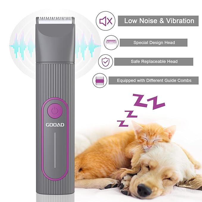 Cat Clippers Grooming Kit for Matted Hair -4 in 1 Low Noise Paw Trimmer Nail Grinder,Cordless Cat Shaver for Long Hair,Cat Hair Trimmer Also for Pet Hair Around Paws, Eyes, Ears, Face, Rump