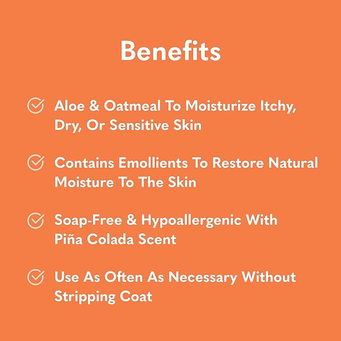 MySimplePetLab Soothing Skin Wash, Dog Shampoo for Itching, Relief for Itchy, Dry, Sensitive Skin, Gentle Formula, Moisturizes, Aloe and Oatmeal, Pina Colada Scent