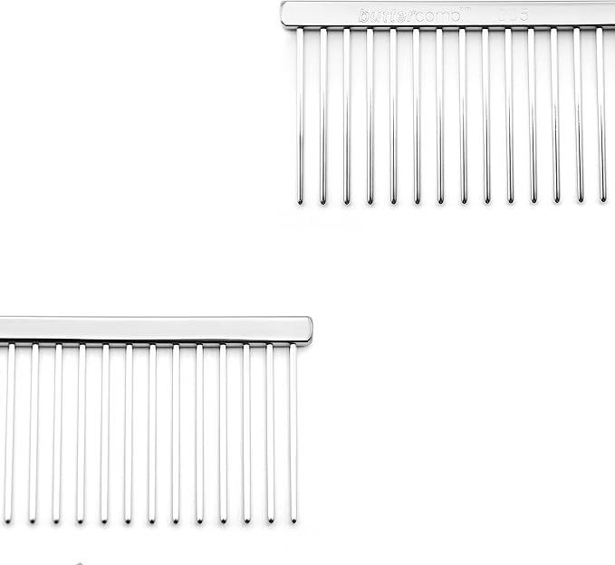 Chris Christensen 005 7.5 inch Fine/Coarse Long Tooth Greyhound-Style Butter Comb, Groom Like a Professional, Rounded Corners Prevent Friction and Breakage, Solid Brass Spin with Steel Teeth, Chrome