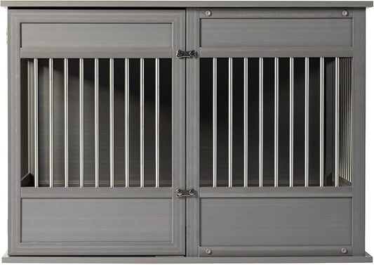 New Age Pet Horizon Pet Crate - Durable ECOFLEX with Stainless Steel Spindles, Bone-Shaped Latches, Easy Access Door, Stylish Design, 10-Year Warranty, Available in 3 Sizes & 2 Colors