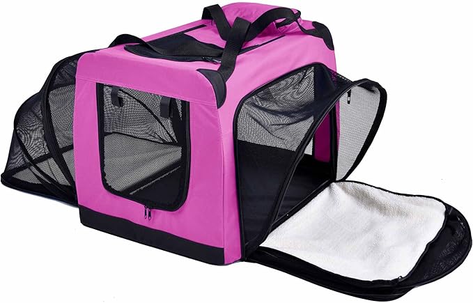 Pet Life Hounda Accordion Metal Framed Soft Folding Expandable Dog Crate - Collapsible Folding Pet Crate or Dog Kennel with Triple Expansion Room