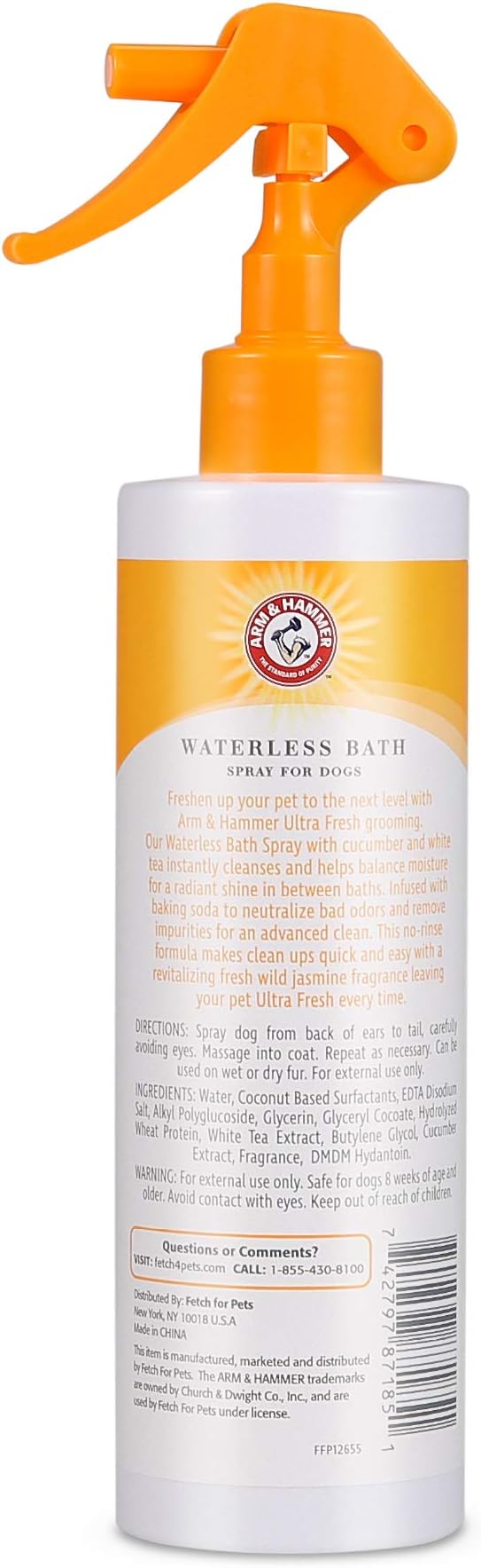 Arm & Hammer for Pets Ultra Fresh Waterless Bath Spray for Dogs in White Jasmine Scent | Waterless Dog Shampoo and Dog Deodorizing Spray, Dog Spray Deodorizer Perfume,10 Fl Oz