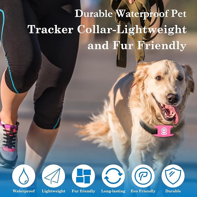 Smart Dog Tracker, Work with Apple Find My, Pet Tracking Tag with Enhanced Monitoring for Reliable Location Tracking, Not a GPS Device (Pink)