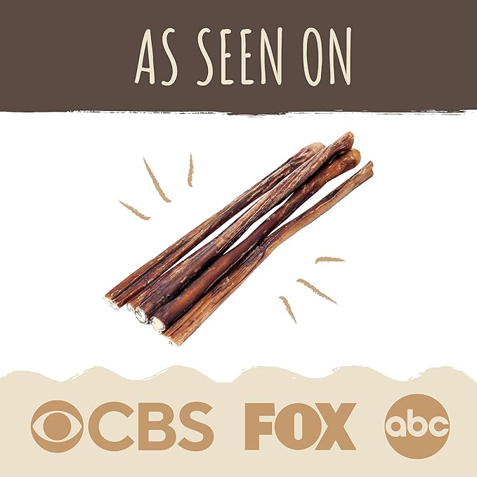 Mighty Paw Naturals 12" Bully Sticks for Dogs - Grass Fed Beef Dog Chews. Dog Bully Sticks for Large Dogs, Medium and Small Breeds. Lower Odor Bully Sticks for Small Dogs. Single Ingredient