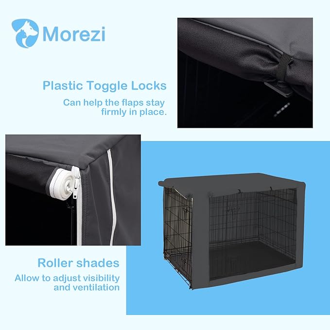 Dog Crate Cover for Wire Crates Kennel 2 Doors Heavy Duty Waterproof Windproof Soundproof Pet Cage Cover Home Decoration - Cover only - Dark Grey - Fits 30 Inch Crates