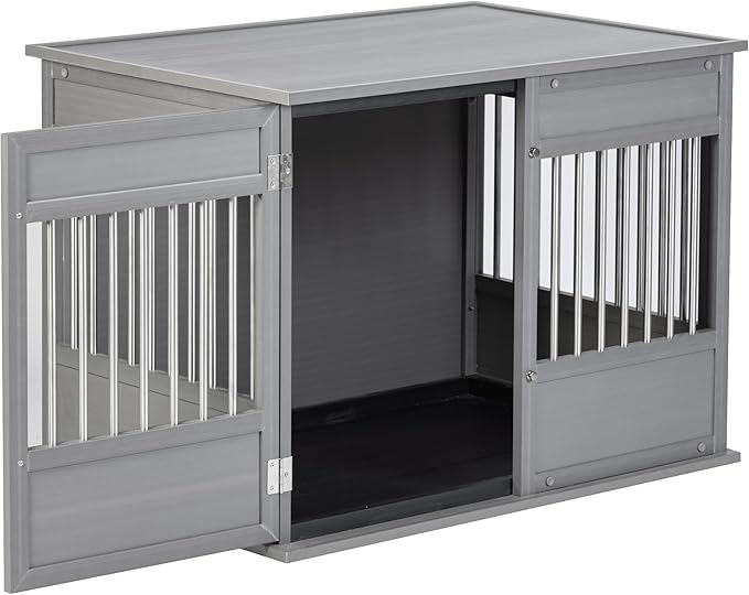 New Age Pet Horizon Pet Crate - Durable ECOFLEX with Stainless Steel Spindles, Bone-Shaped Latches, Easy Access Door, Stylish Design, 10-Year Warranty, Available in 3 Sizes & 2 Colors