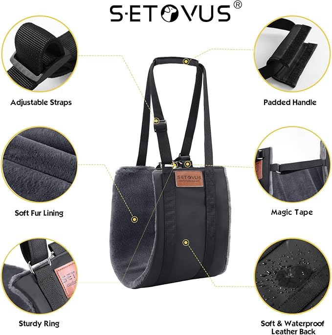 Dog Sling for Large Dogs Hind Leg Support, Magic Tape Dog Lift Harness, Soft Dog Support Harness for Back Legs, Hip Support Harness to Help Senior, Injured, Disabled and After ACL Surgery