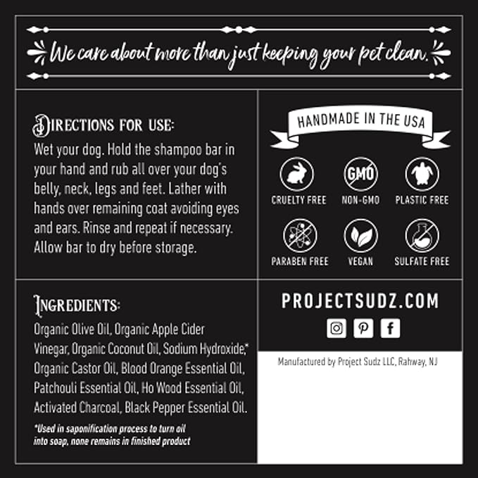 Activated Charcoal Organic Bar Shampoo for Dogs | Odor Eliminating Dog Shampoo Bar (1)