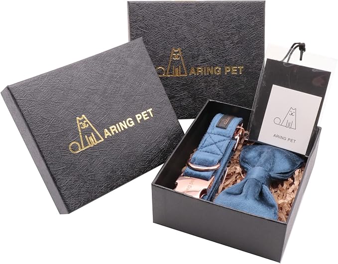 ARING PET Bowtie Dog Collar-Velvet Dog Collars with Removable Bowtie, Cute & Comfortable Dog Collar.