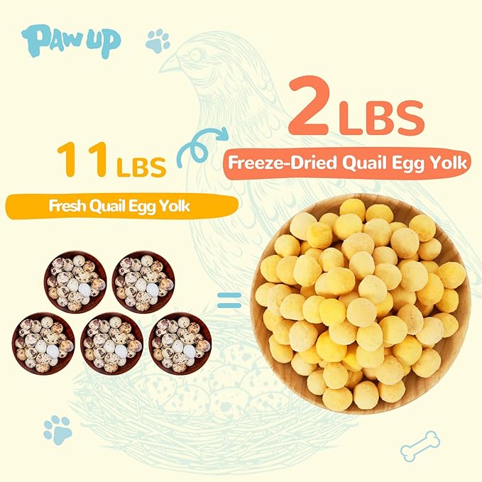 Freeze Dried Quail Egg Yolk Pet Treats, Freeze-Dried Pet Food for Dogs, Cats, Pure Fresh Ingredient, 9.2 oz, Rawhide Free, Gluten&Grain Free