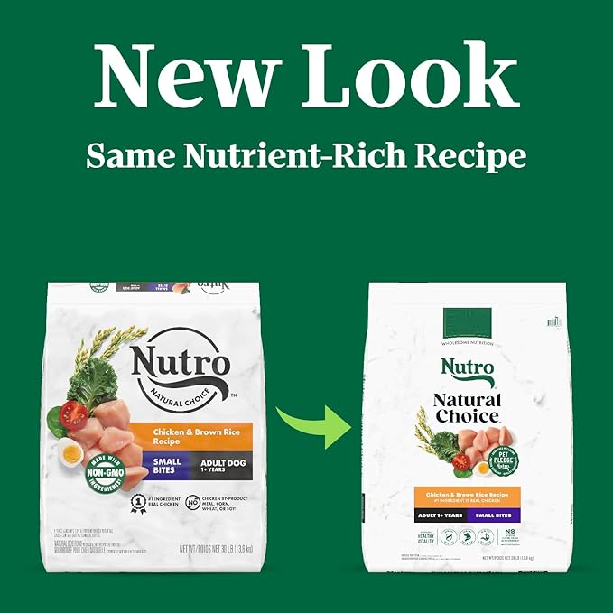 Nutro Natural Choice Small Bites Adult Dry Dog Food, Chicken and Brown Rice Recipe, 30 lbs.