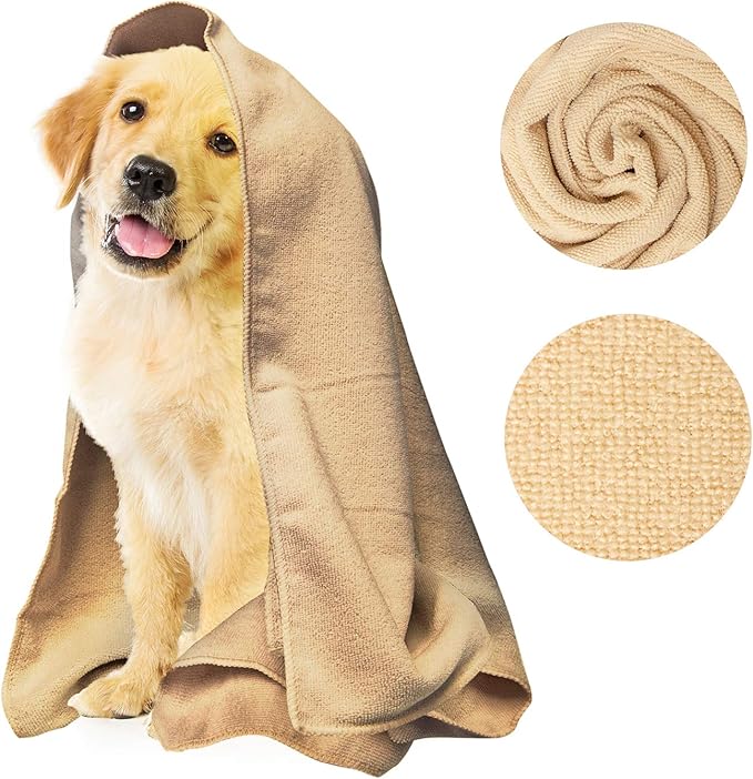 My Doggy Place - Super Absorbent Microfiber Towel - Dog Bathing Supplies - Microfiber Drying Towel - Washer Safe - Oatmeal - 45 x 28 in - 1 Piece