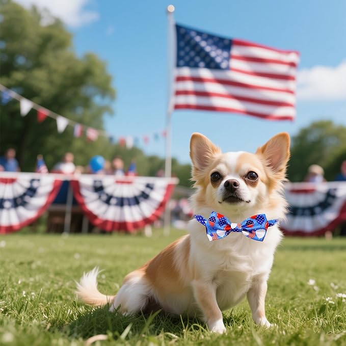 30 PCS Patriotic Dog Bow Ties for Small Dogs 4th of July Dogs Bowties Bulk with Adjustable Ties Independence Day Bow Ties Party Grooming S