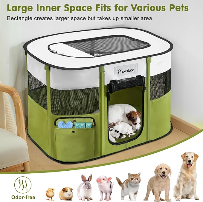 Dog Playpen, Portable Pet Playpen Cat PlayPen, 600D Oxford Dog Kennel Tent Crate, Waterproof&Breathable, Indoor Outdoor Travel Camping Use for Medium/Large Breed with Carrying Case+Folding Bowl(M)