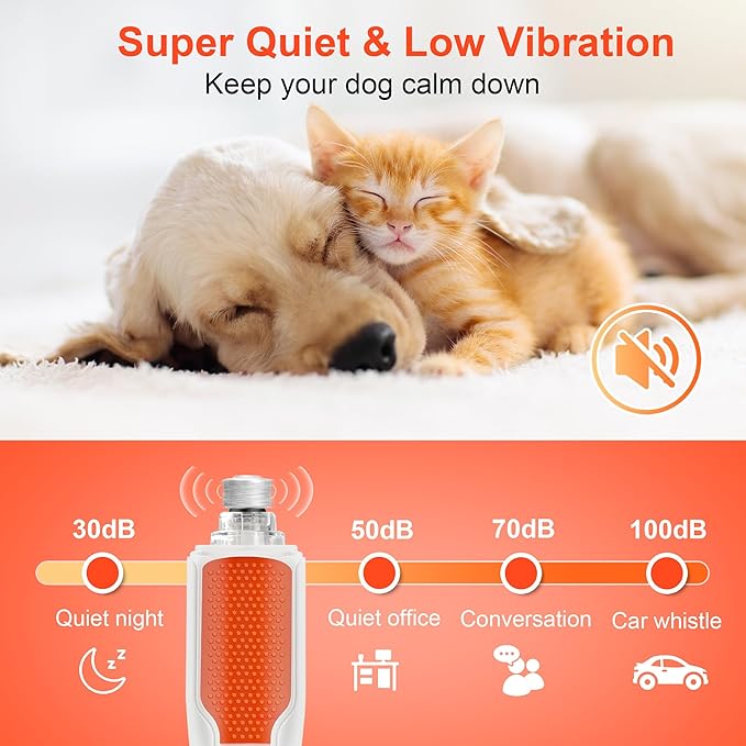 7-Speed 360° LED Strong Light Dog Nail Grinder Quiet Cat Nail Grinder Dog Nail Trimmers for Large Medium Small Dogs Cats Pets Claw Trimmer Quick Dog Nail Clipper