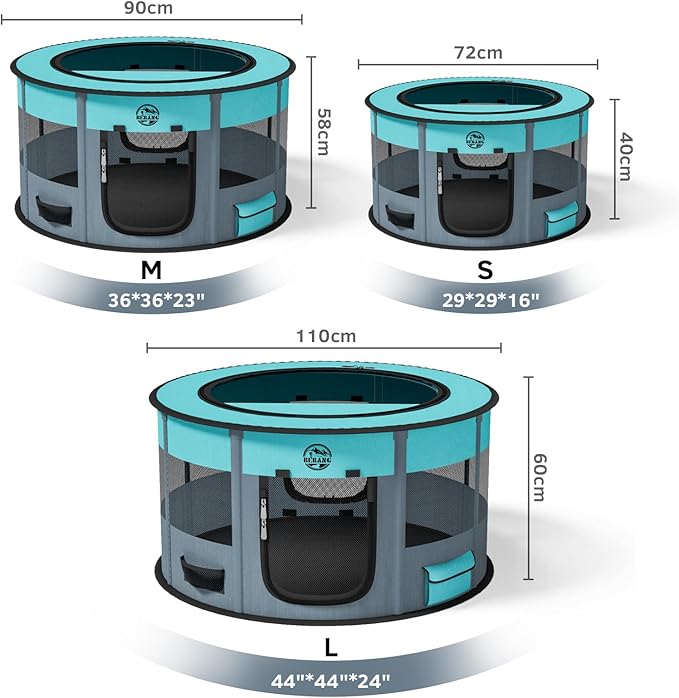 Dog Playpen Puppy Play Pen Indoors Pet Crate Small Dog Cage Portable Foldable Cat Kennel for Kitten Hamster Rabbit Bunny Guinea Pig with Collapsible Food Bowl Carrying Case