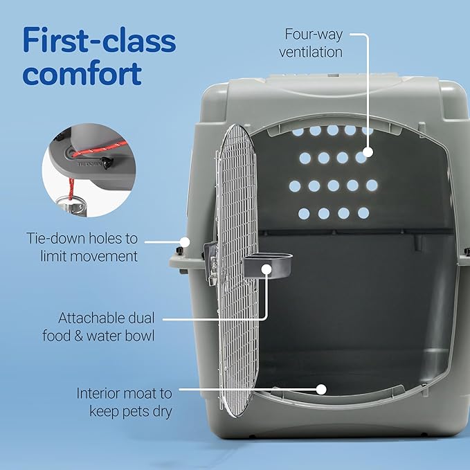 Petmate Sky Kennel - For Air and Travel, Airline Approved Dog Crate for Pets up 70-90 lbs, Heavy Duty Dog Kennel, Made in the USA- 40 Inches