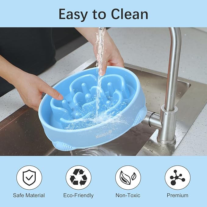 MateeyLife Large Slow Feeder Dog Bowls 2PCS, Anti-Choking Puzzle Dog Food Bowls, Anti-Slip Interactive Feeding Slow Down Eating, Bloat Stop Maze Dishes for Large Breeds 4 Cups