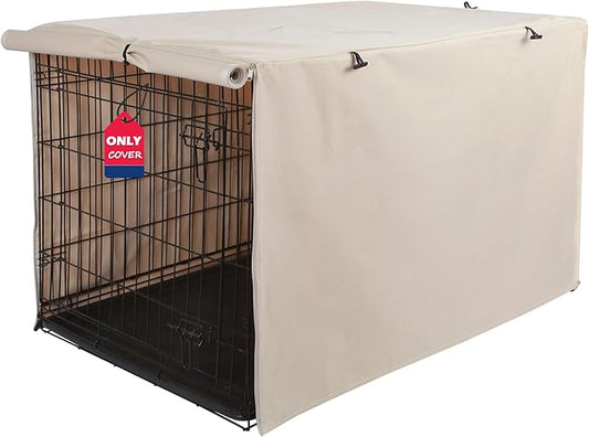 Deblue Heavy-Duty Dog Crate Cover, Privacy Pet Kennel Cover Universal Fits for 36 Inches Wire Cage, Polyester Crate Cover Fit for 1 2 3 Doors Crate (Tan)