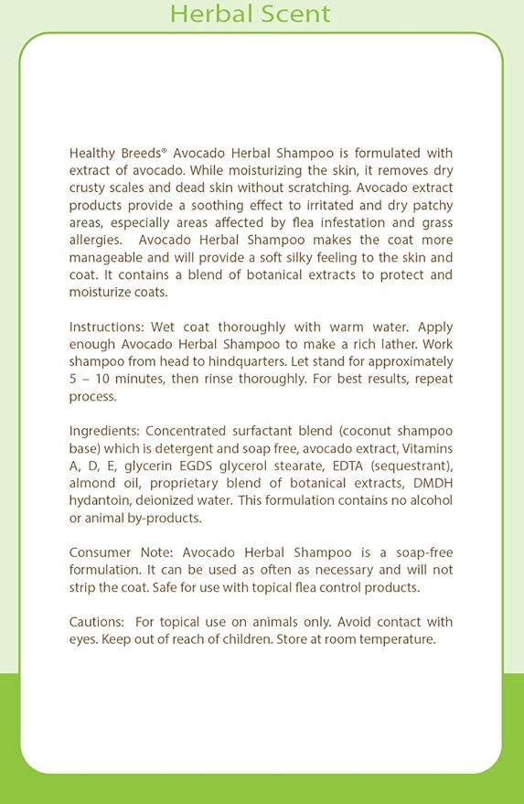 Healthy Breeds Cavalier King Charles Spaniel Avocado Herbal Dog Shampoo 16 oz (Pack of 2)